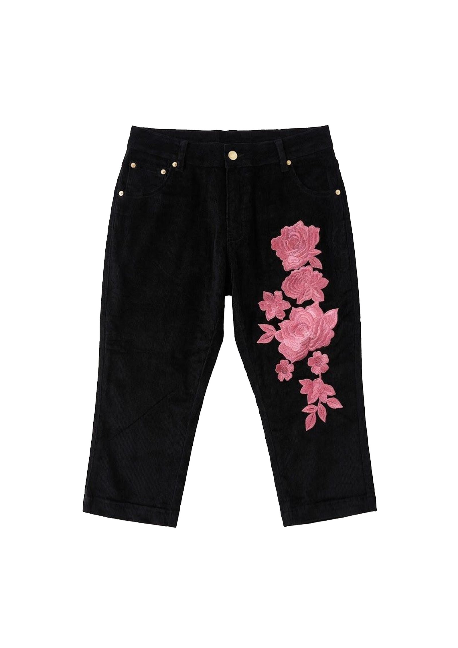 Embroidered Floral Capri